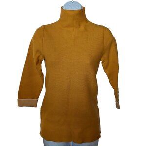 TAHARI TOP TURTLENECK SWEATER Sz S viscose blend  3/4 SLEEVES ZIPPED side A GEM